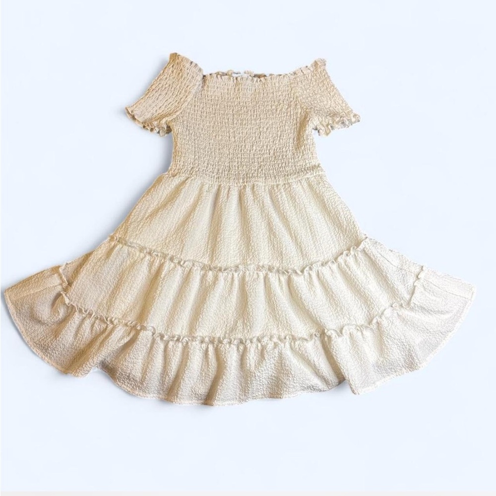 Art Class Smocked Tiered White Dress
